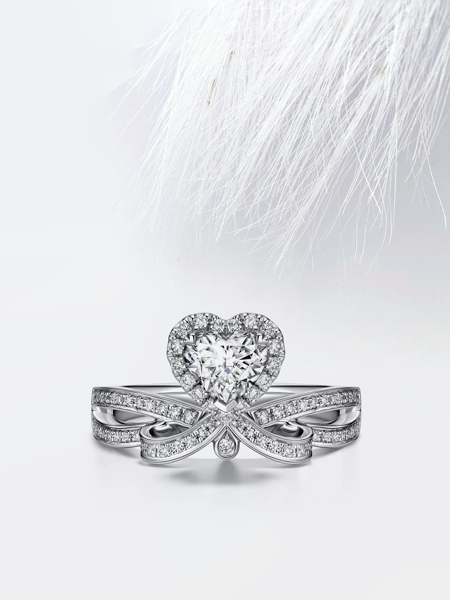 Heart Moissanite Channel Set Diamond Engagement Ring For Women