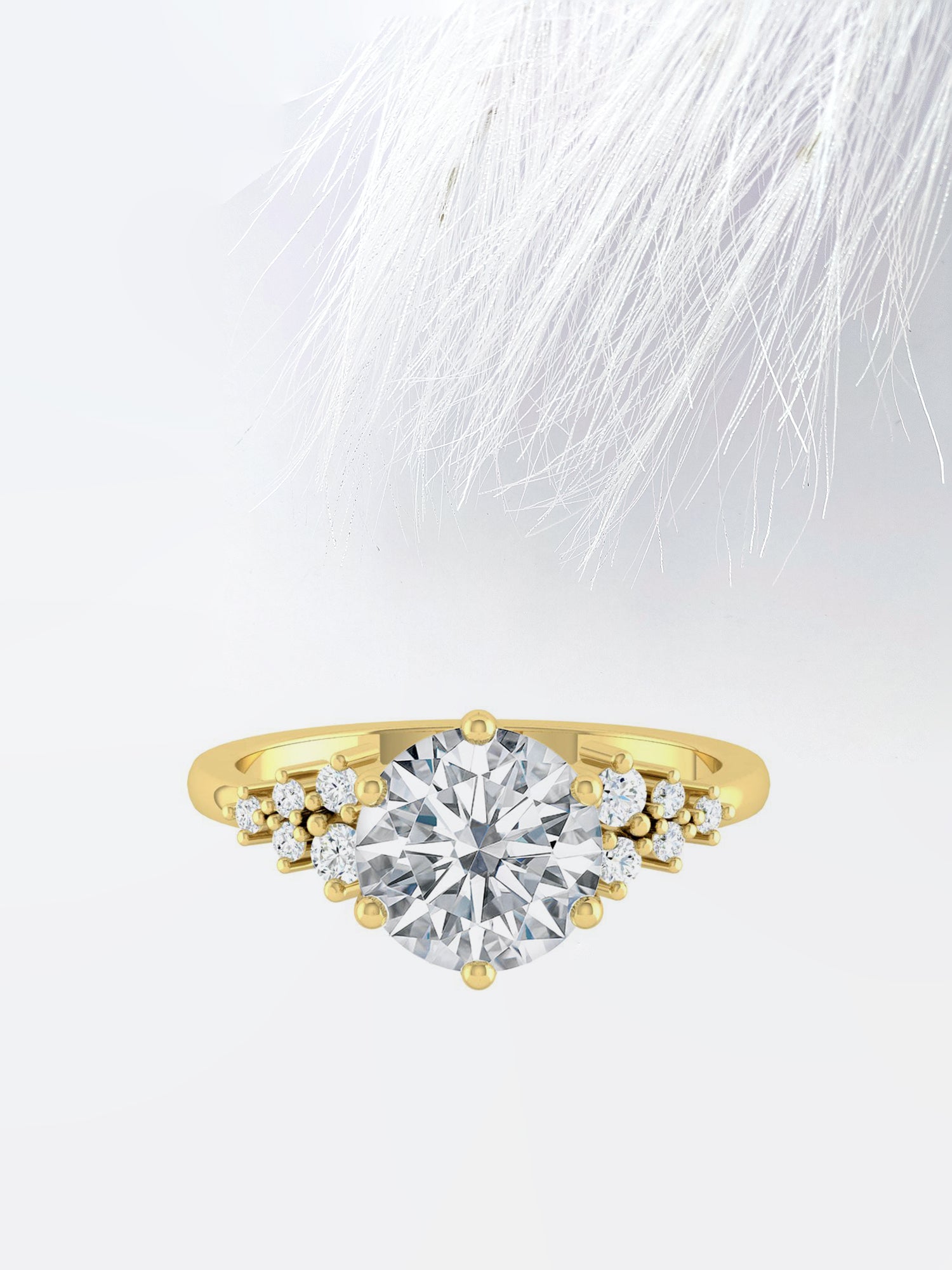 Round Cut Diamond Cluster Moissanite Engagement Ring For Her