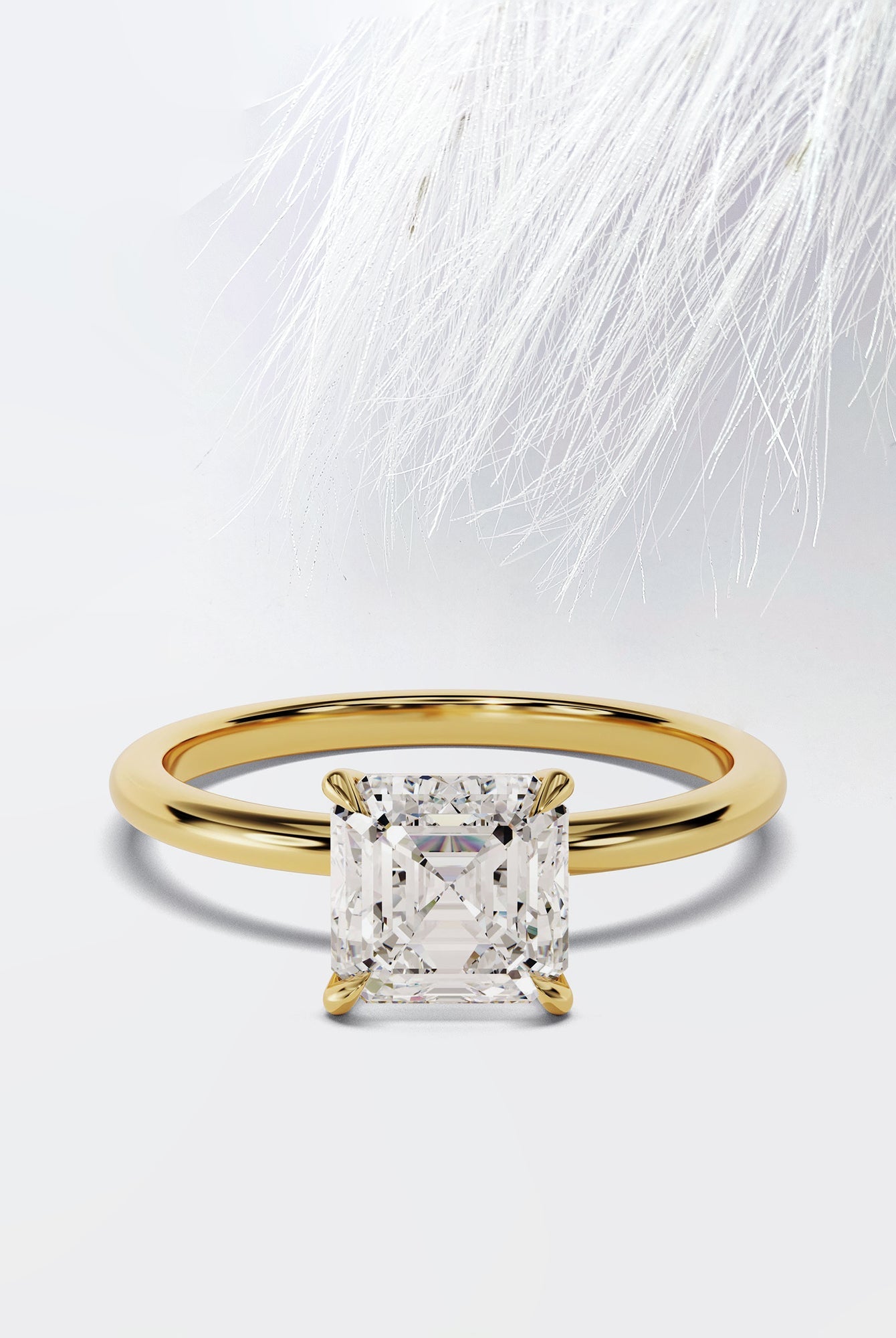 Asscher Cut Moissanite Solitaire Engagement Ring For Women