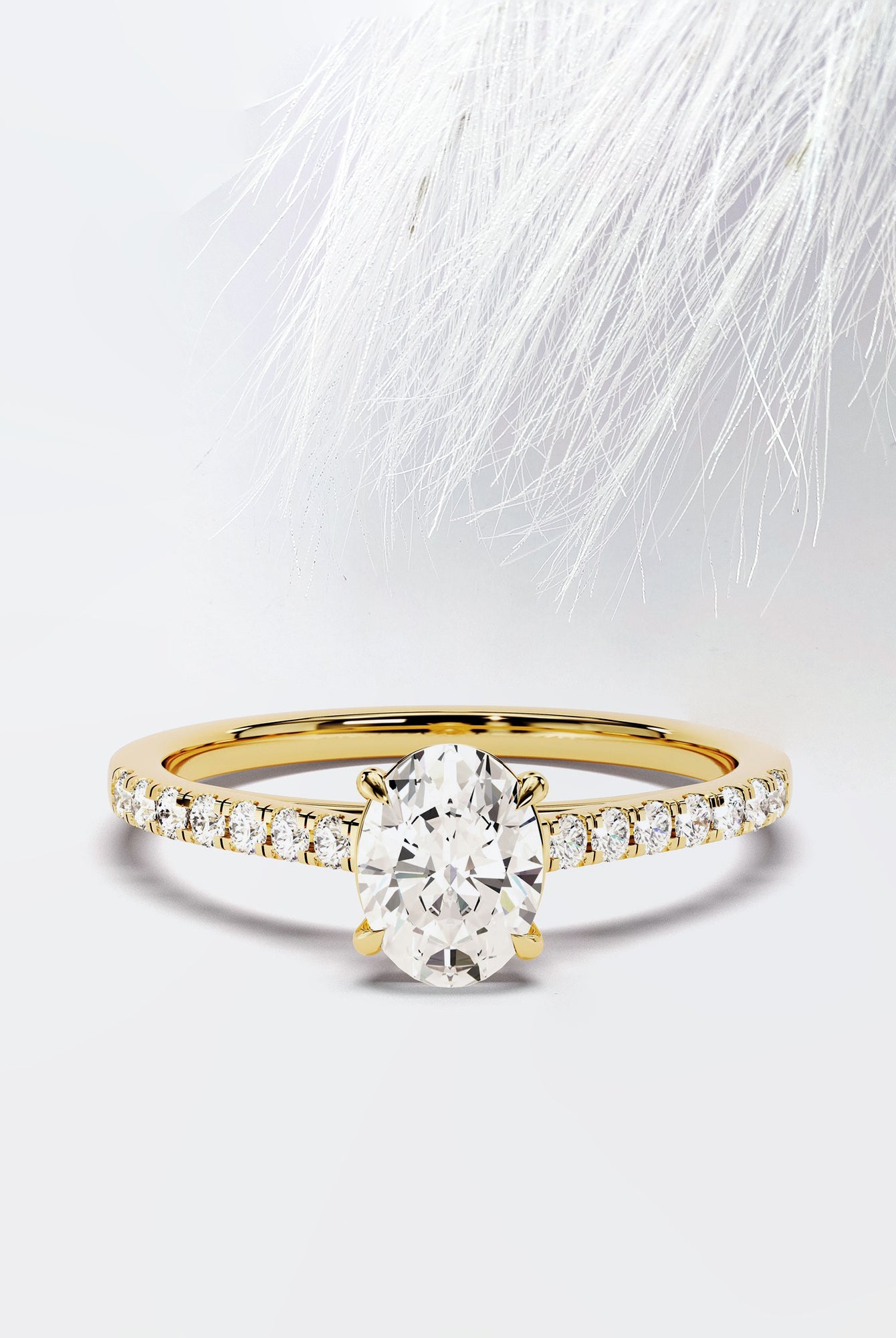 Oval Cut Diamond Moissanite Pave Engagement Ring For Women