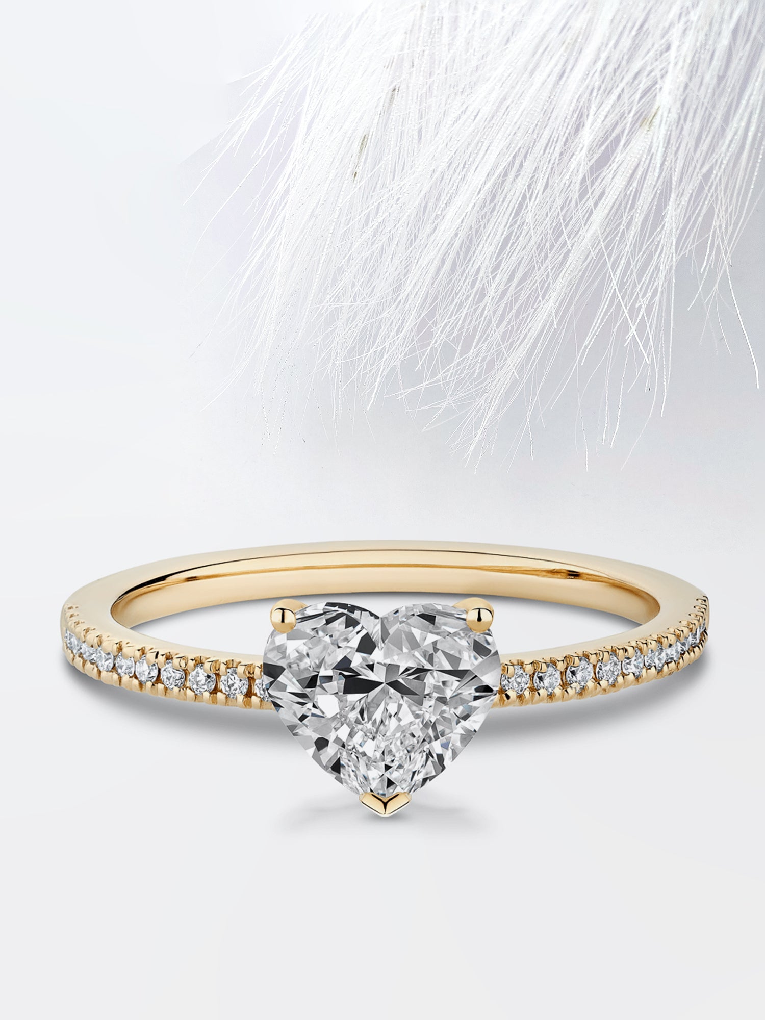 Heart Pave Diamond Moissanite Engagement Ring For Women