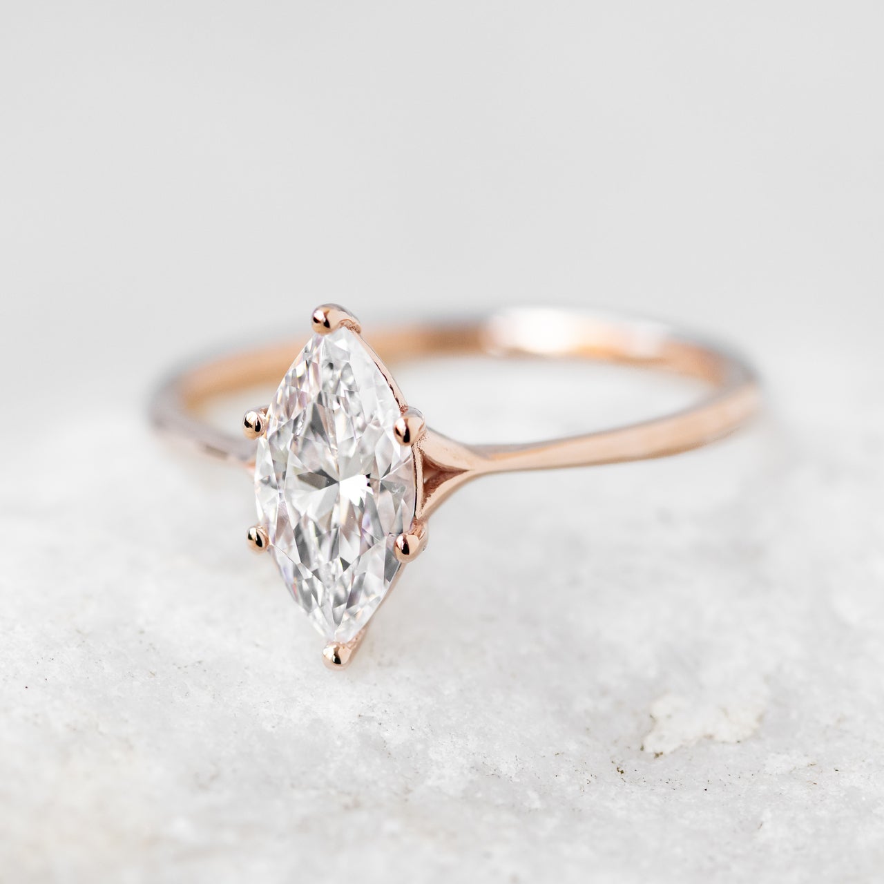 Marquise Cut Moissanite Engagement Ring