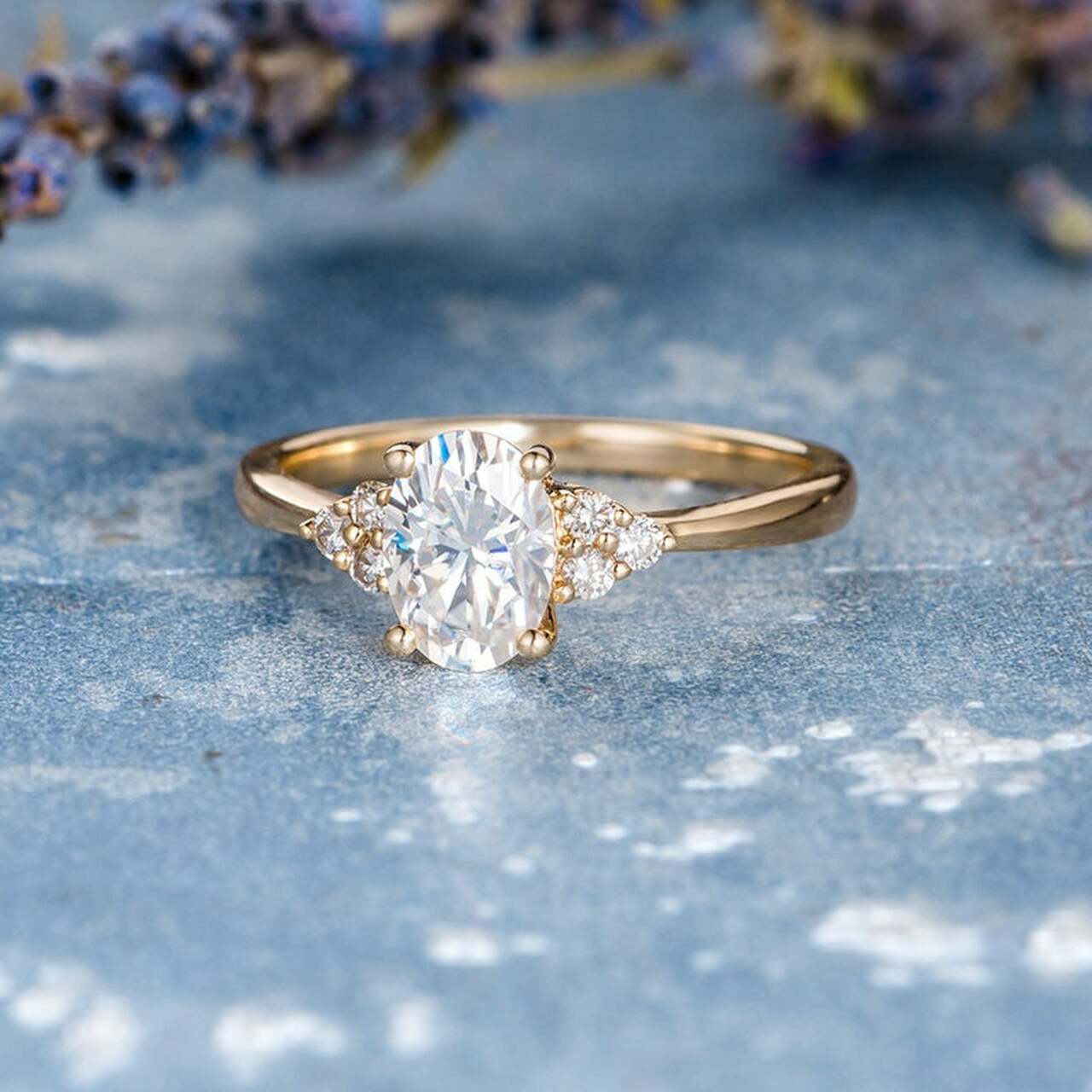 Oval Cluster Engagement Ring