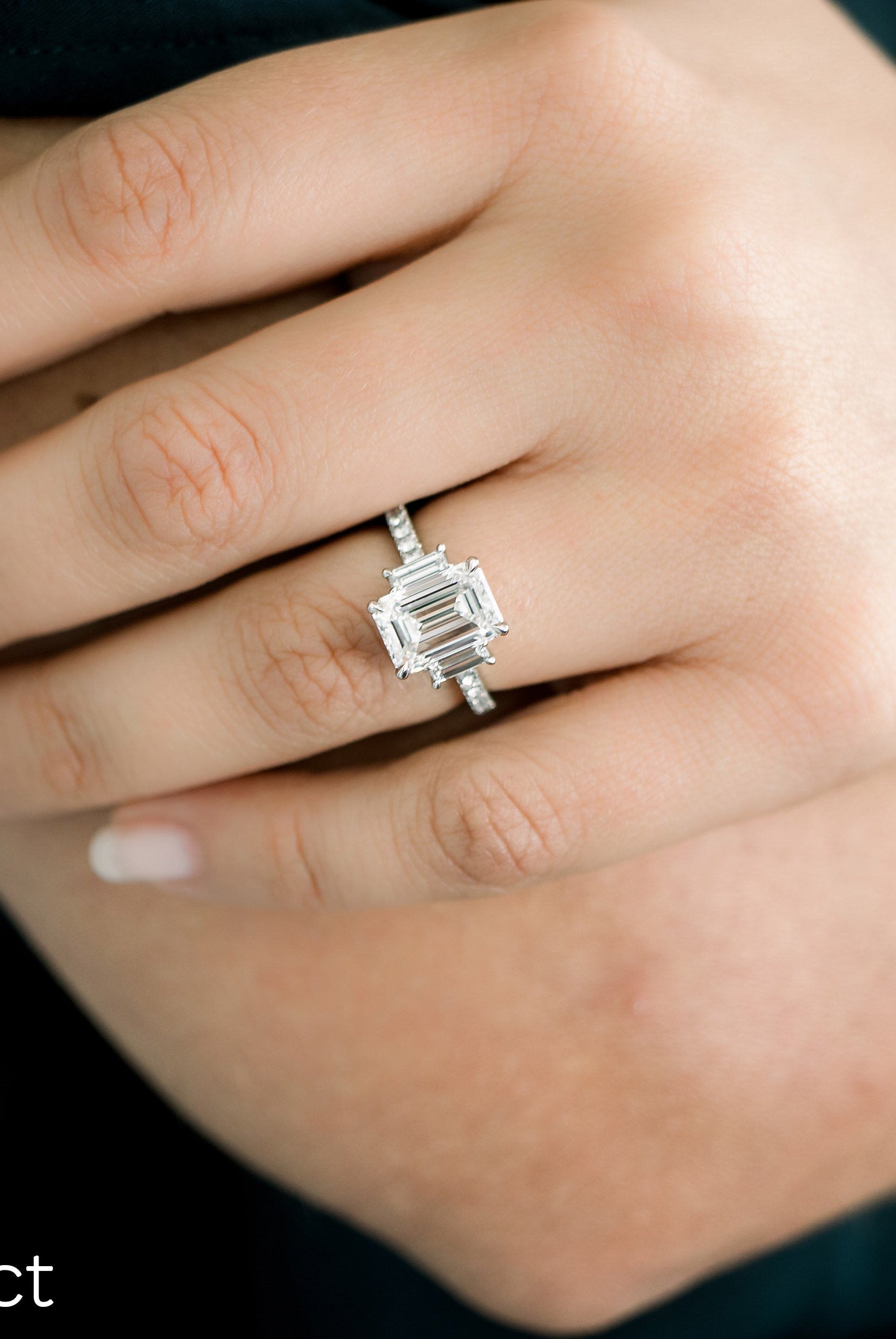 Emerald Cut Moissanite Ring