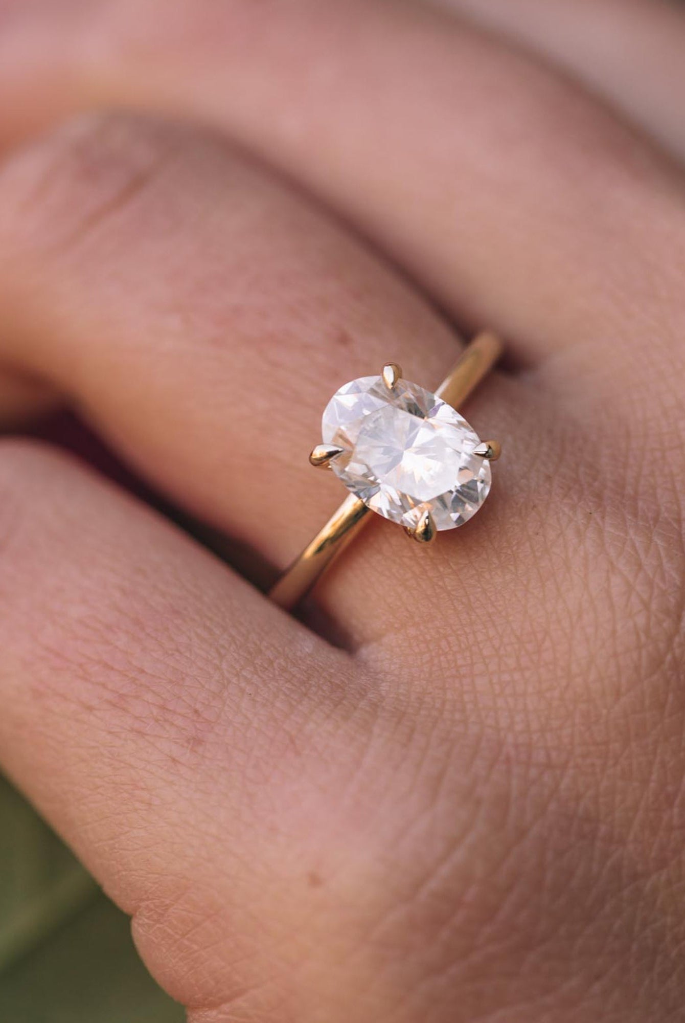 Oval Hidden Halo Moissanite Ring