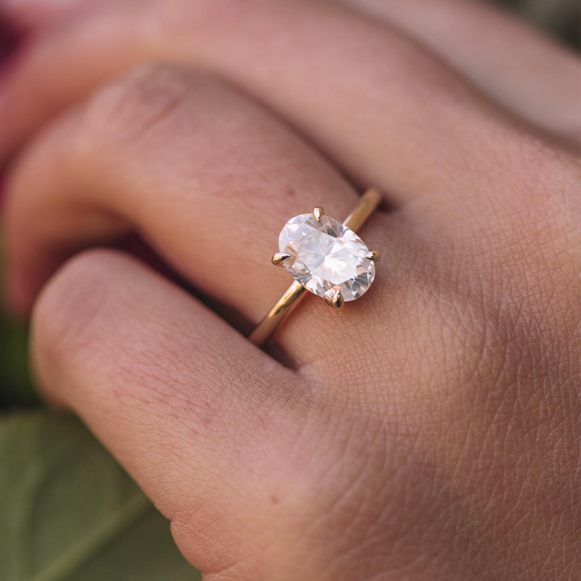 Oval Hidden Halo Moissanite Ring