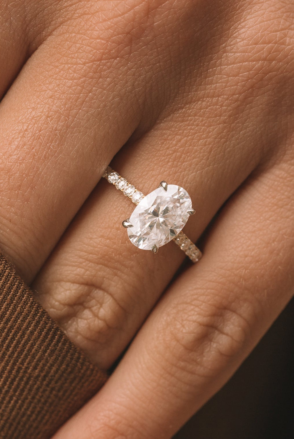 Oval Hidden Halo Moissanite Ring