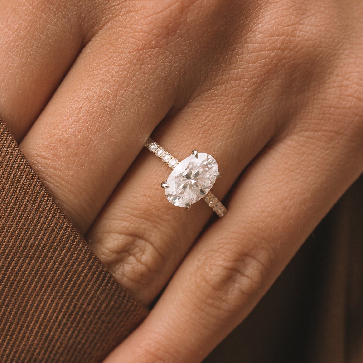 Oval Hidden Halo Moissanite Ring