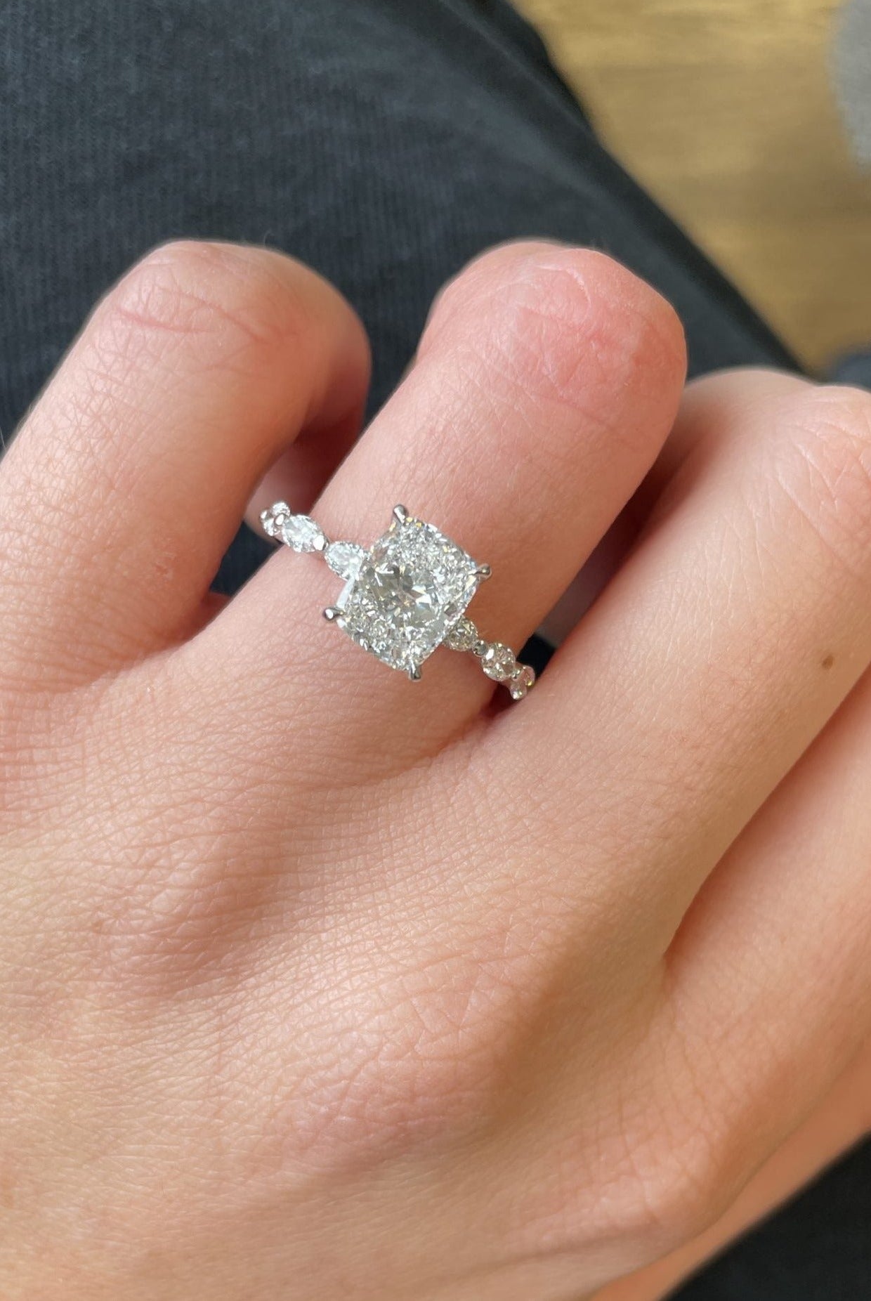 Elongated Cushion Cut Moissanite Ring
