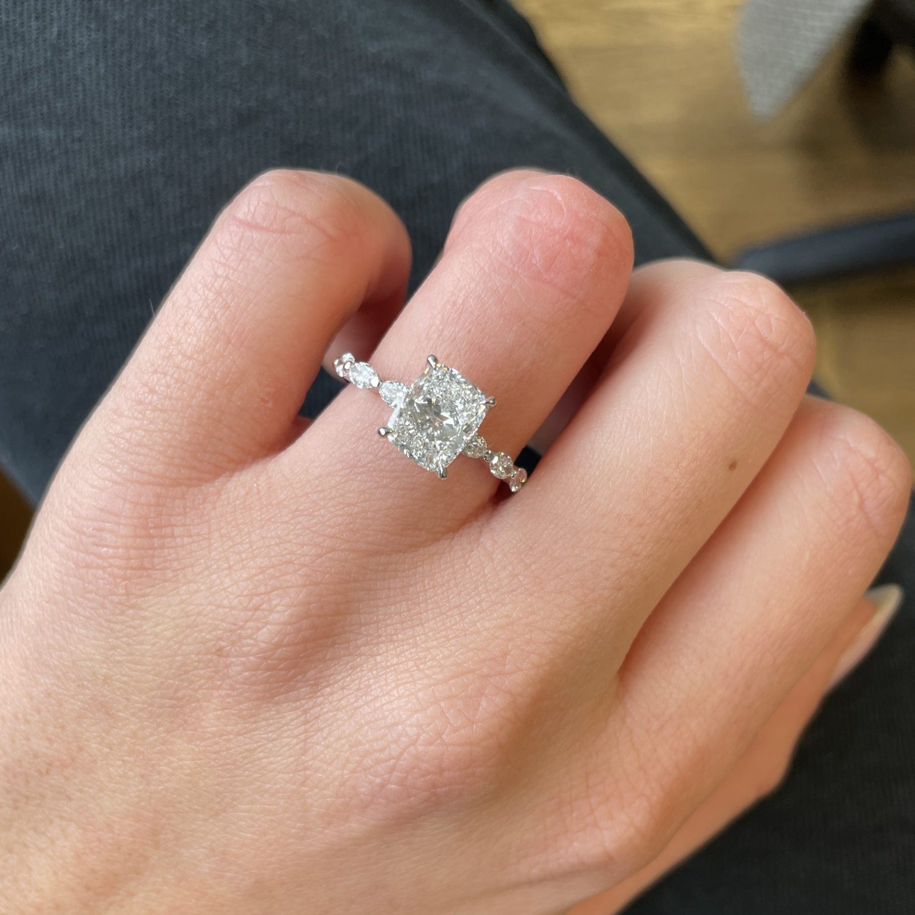 Elongated Cushion Cut Moissanite Ring