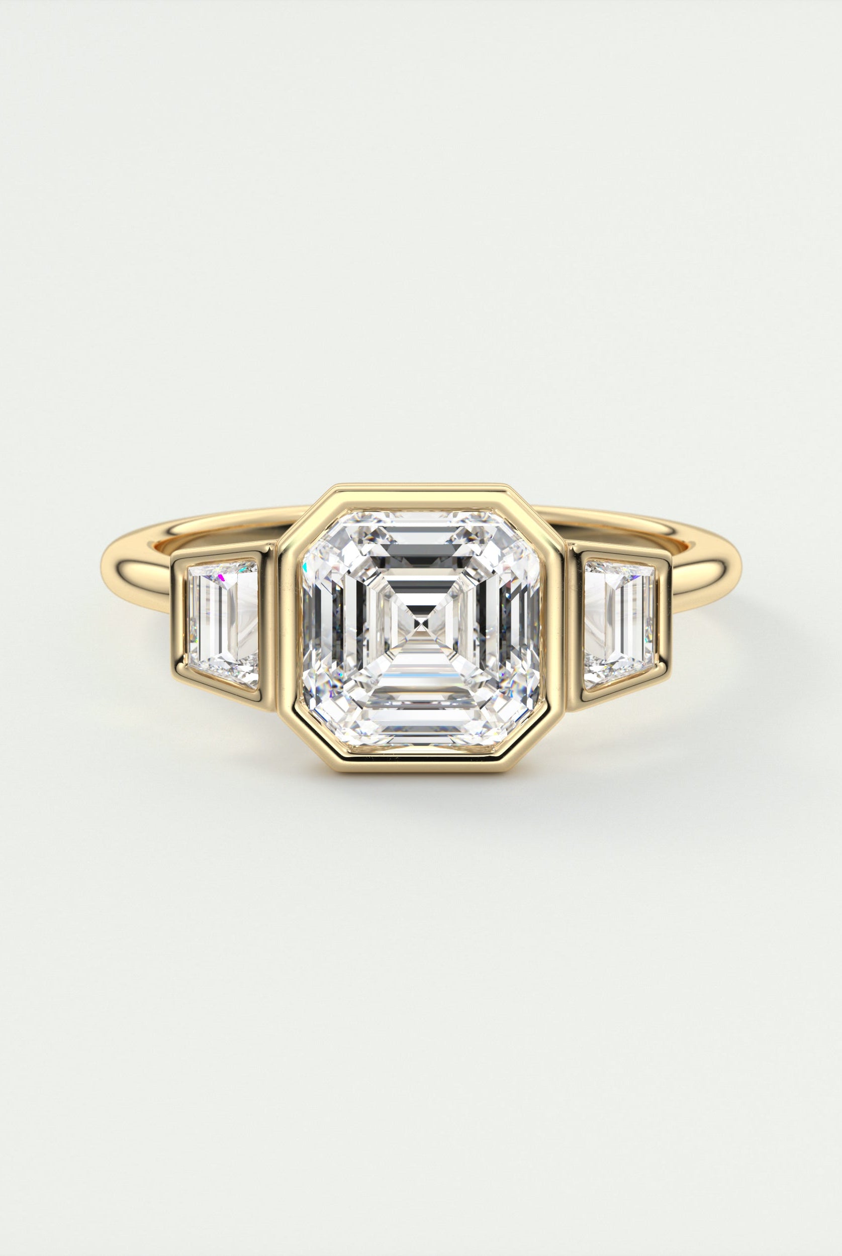 Asscher Cut Moissanite Engagement Ring