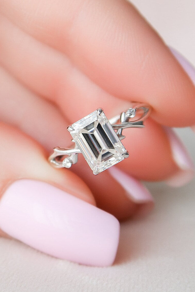 Emerald Cut Moissanite Ring
