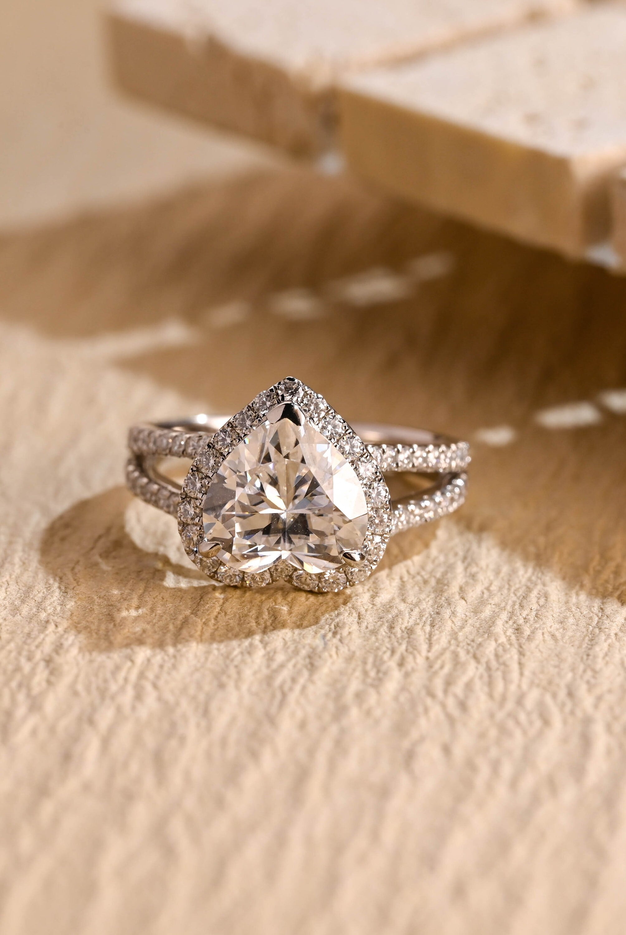 2 Carat Heart Cut Moissanite Ring