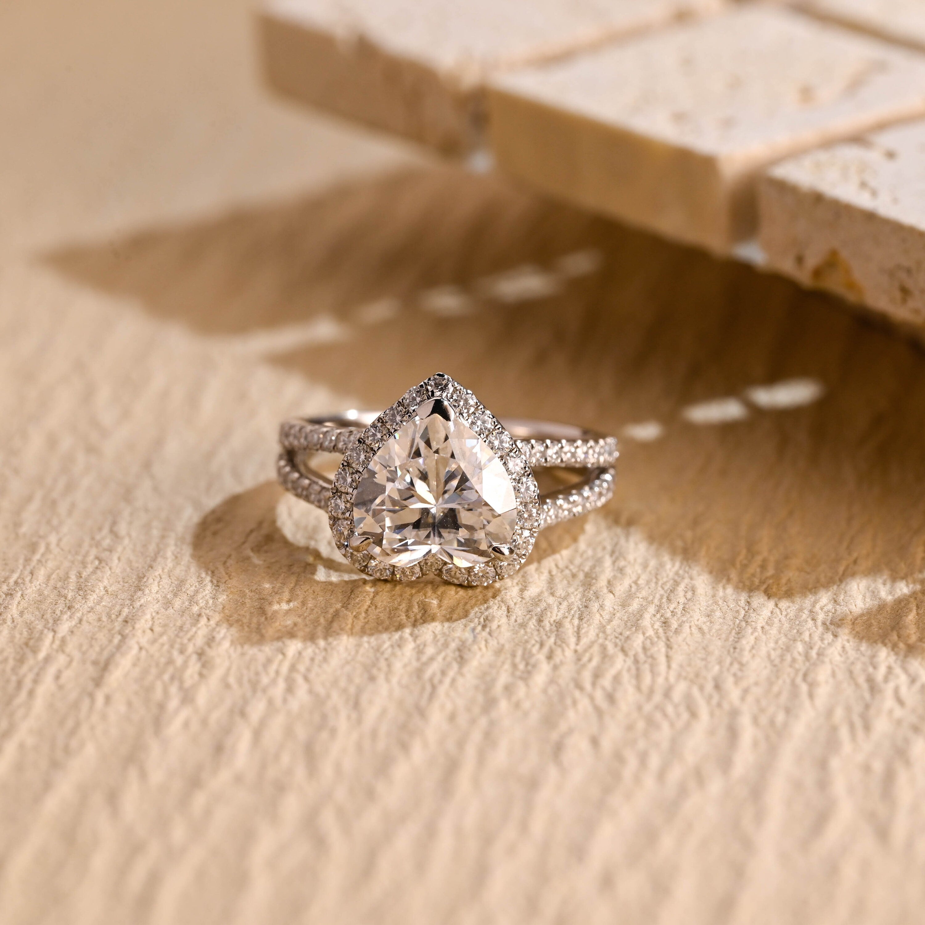 2 Carat Heart Cut Moissanite Ring