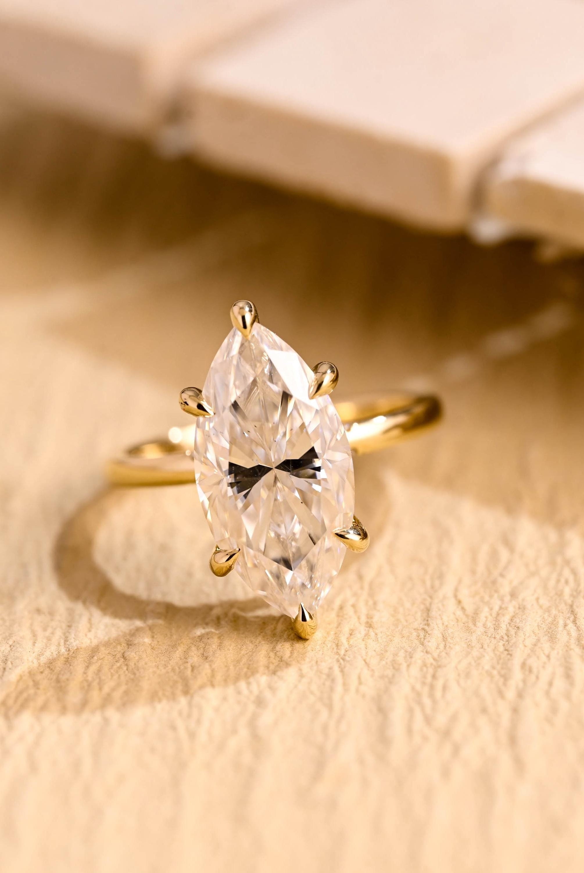 2 Carat Marquise Moissanite Ring