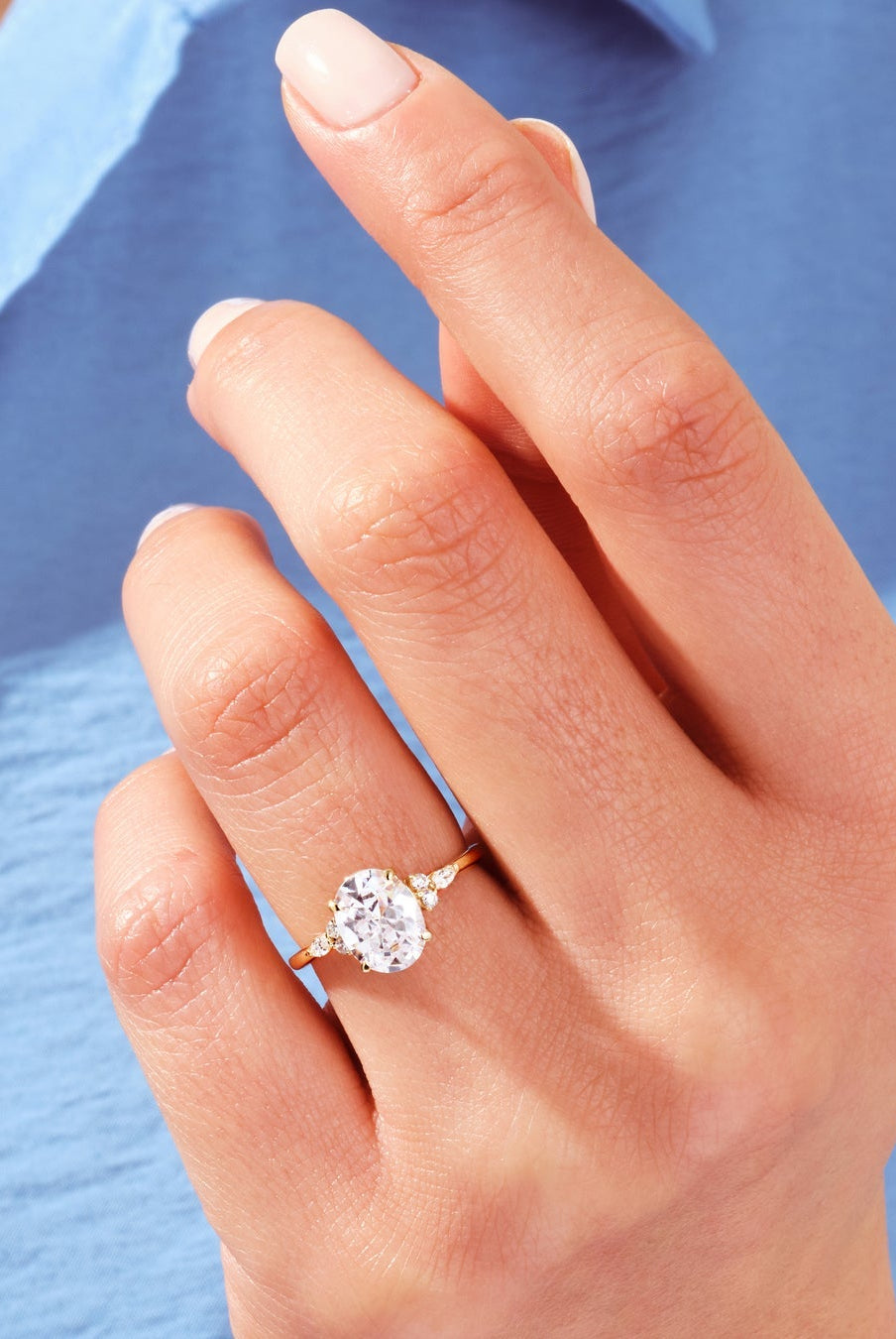 Oval Cluster Engagement Ring