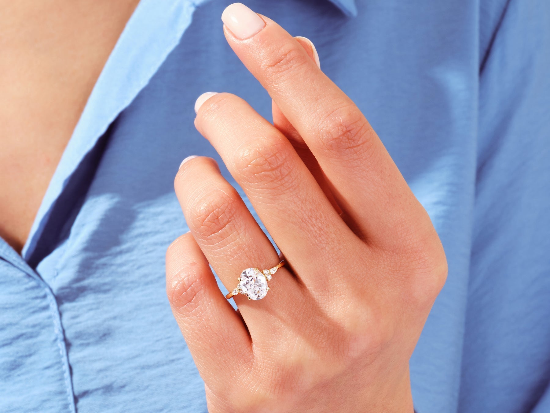 Oval Cluster Engagement Ring