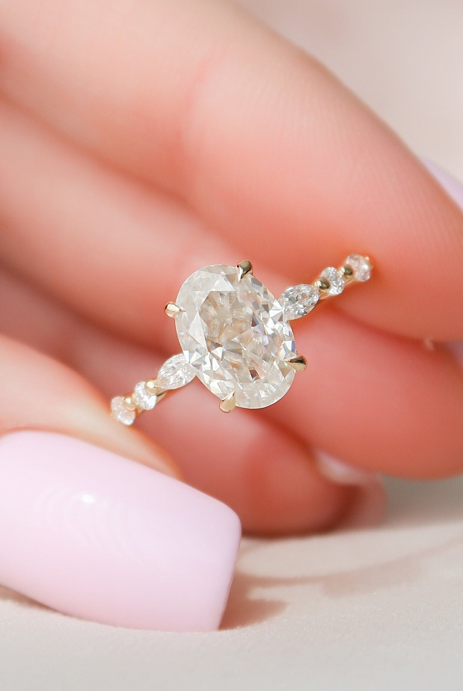 Oval Moissanite Engagement Ring