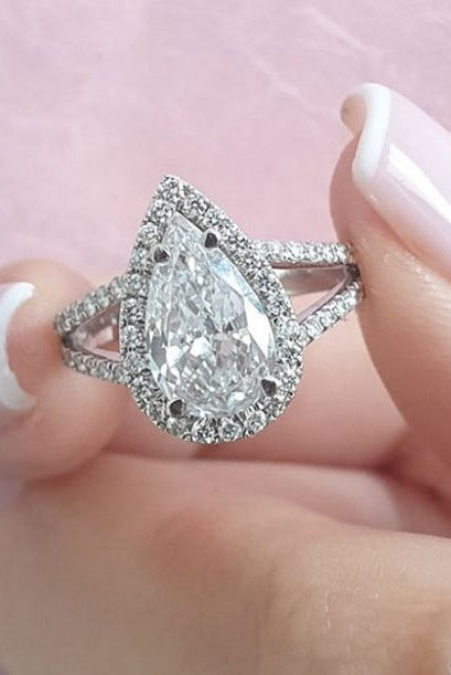 Pear Cut Moissanite Engagement Ring
