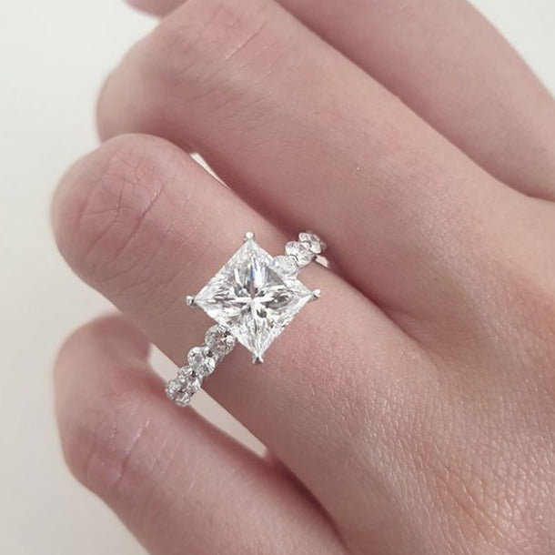Princess Cut Moissanite Diamond Ring