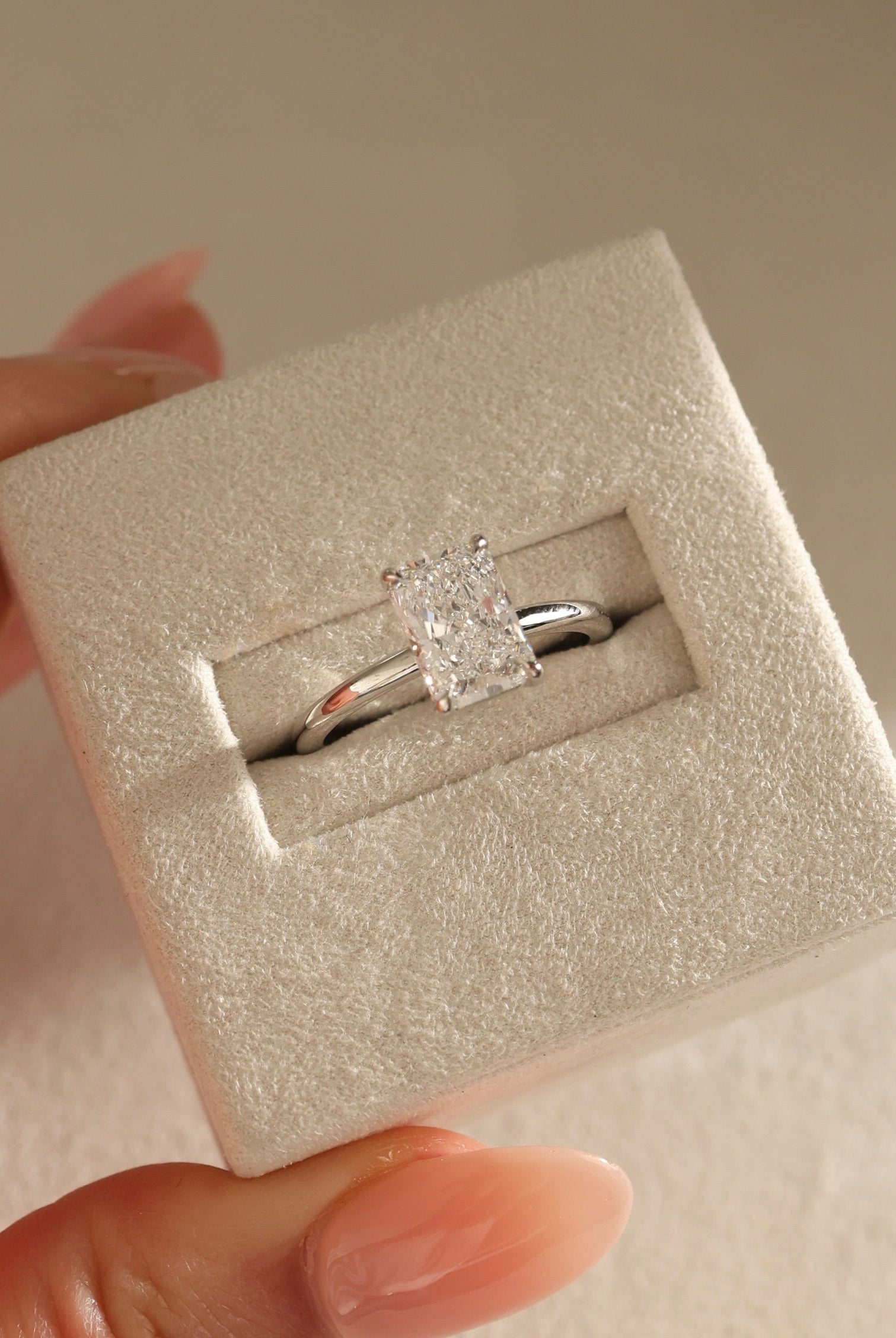 radiant diamond ring for her, modern radiant cut ring, radiant cut diamond gold band, radiant cut prong setting, modern engagement rings, classic engagement rings, elegant engagement rings, dainty engagement rings, unique engagement rings, custom engagement rings, affordable engagement rings