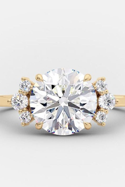 Round Moissanite Cluster Engagement Ring