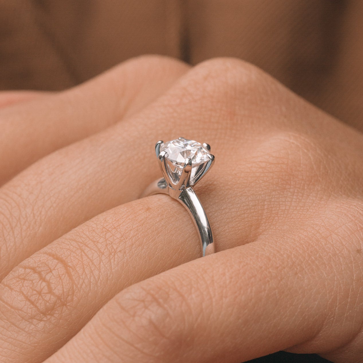 Round Solitaire Moissanite Ring