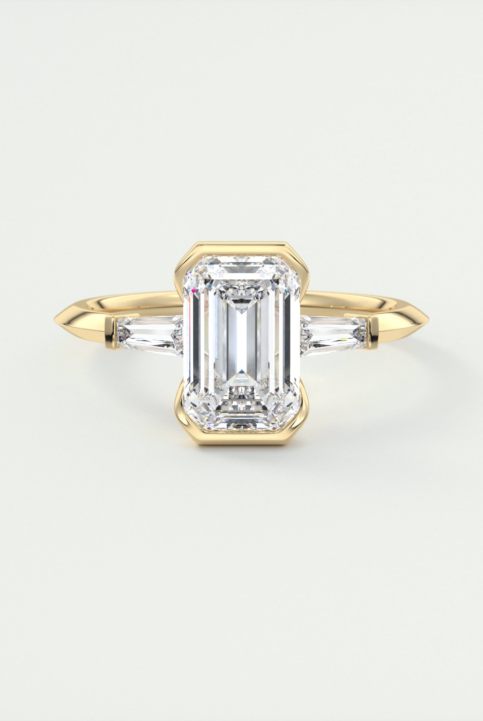 Emerald Cut Moissanite Engagement Ring