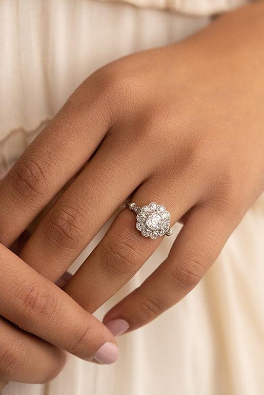 Cushion Old Mine Cut Moissanite Ring