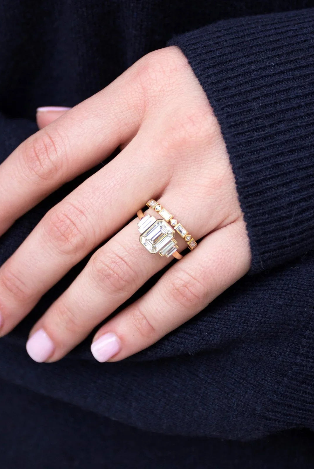Emerald Cut Moissanite Engagement Ring