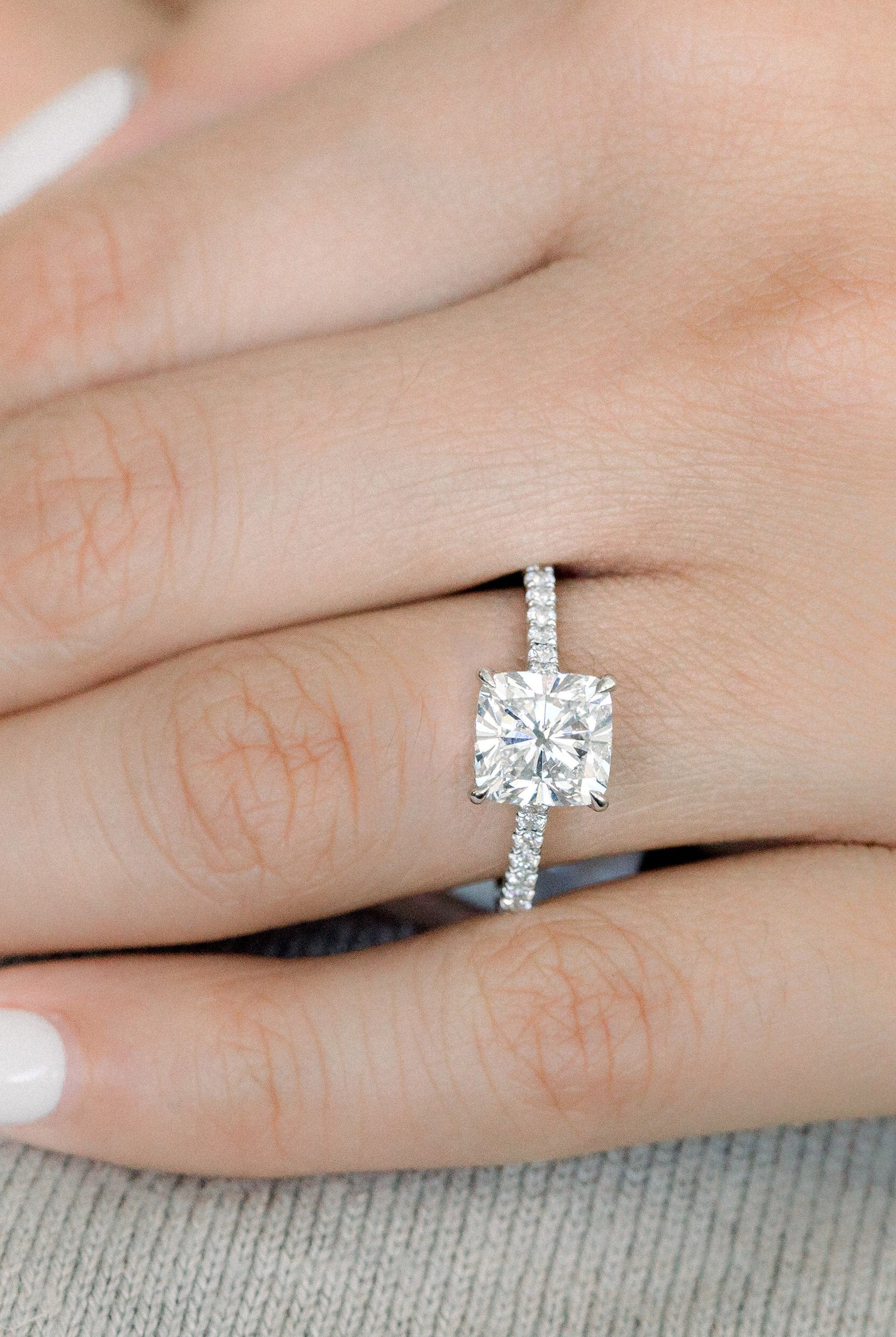 Cushion Cut Moissanite Ring