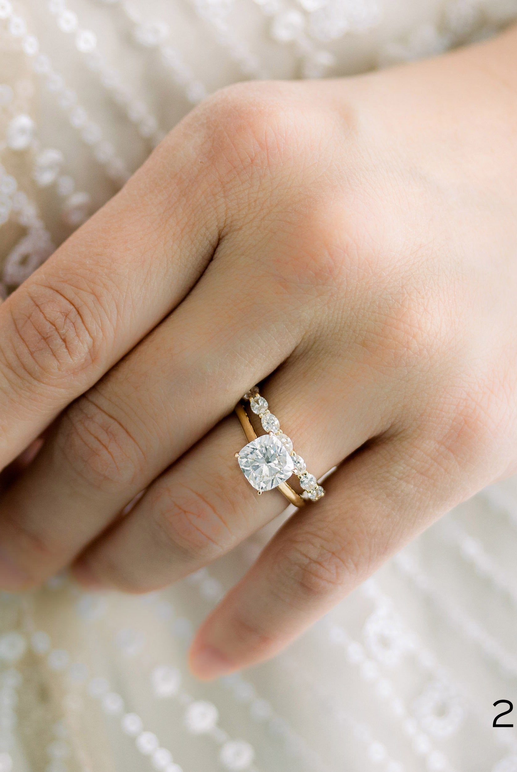 Cushion Cut Moissanite Ring
