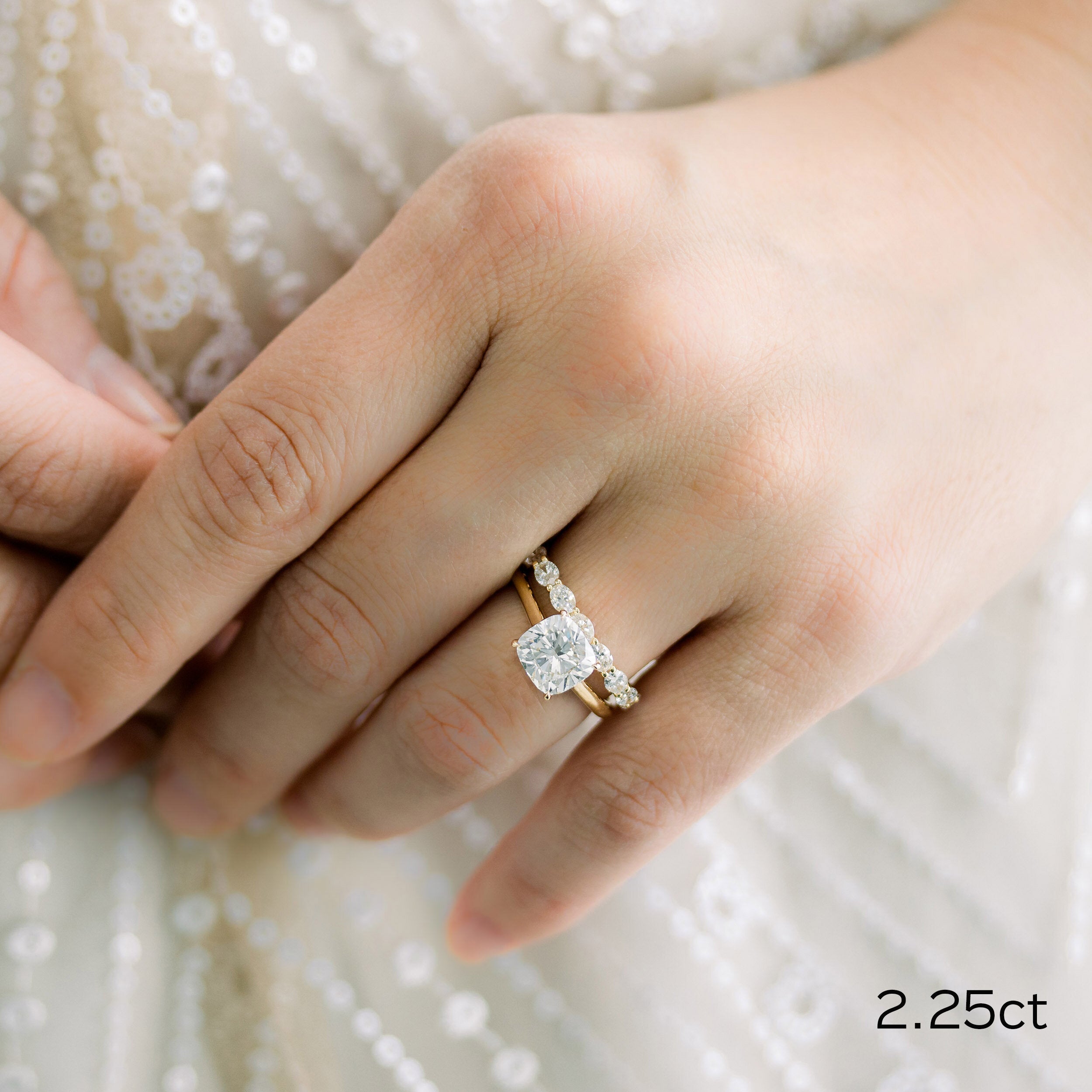 Cushion Cut Moissanite Ring