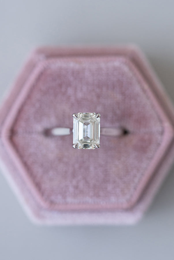 Emerald Cut Moissanite Engagement Ring