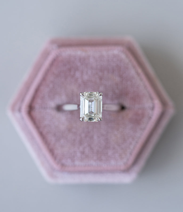 Emerald Cut Moissanite Engagement Ring