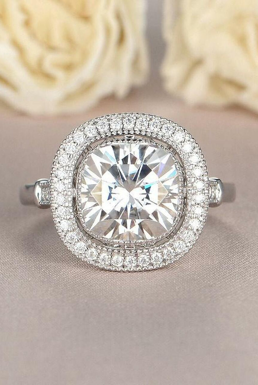 Cushion Cut Moissanite Ring