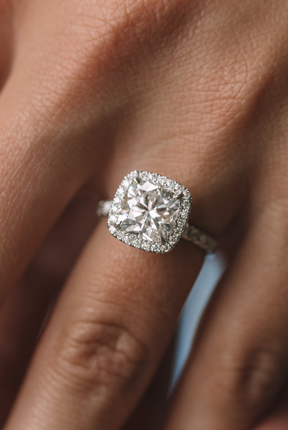 Cushion Halo Moissanite Ring