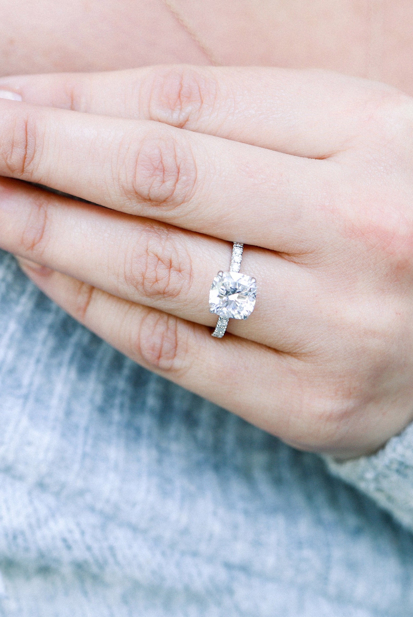 Cushion Cut Moissanite Ring