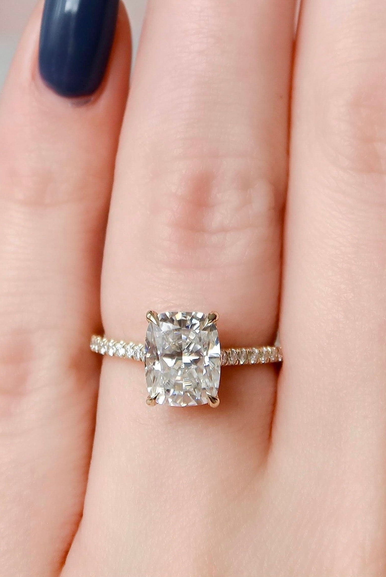 Cushion Cut Moissanite Ring