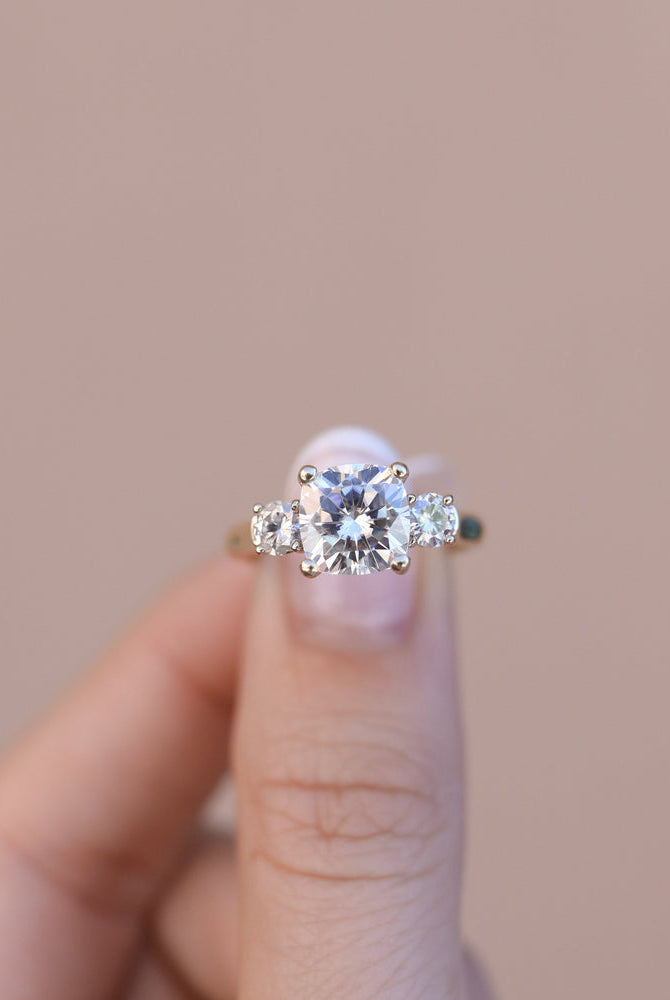 Cushion Cut Moissanite Engagement Ring