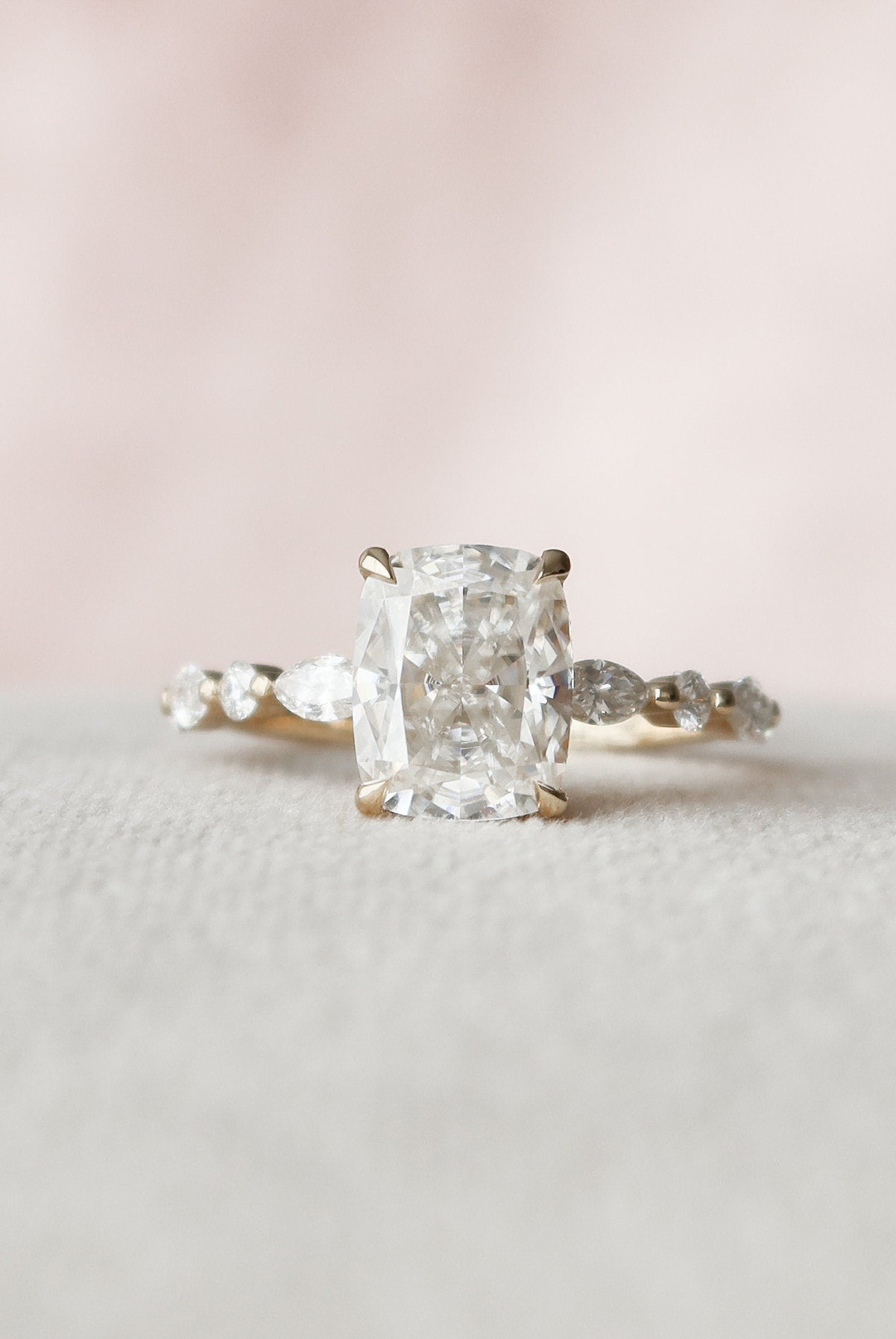 Cushion Cut Moissanite Ring