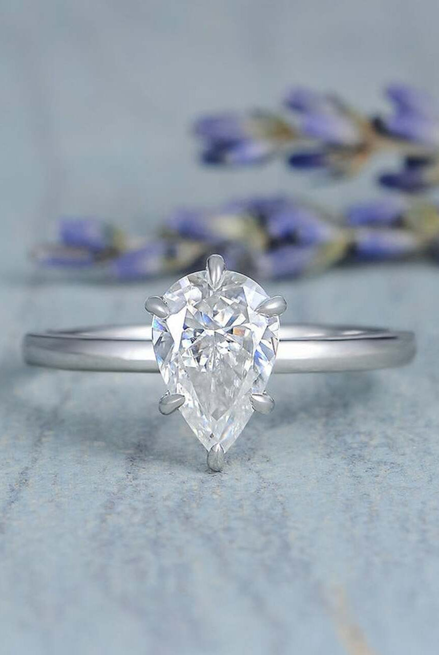 Pear Cut Moissanite Engagement Ring