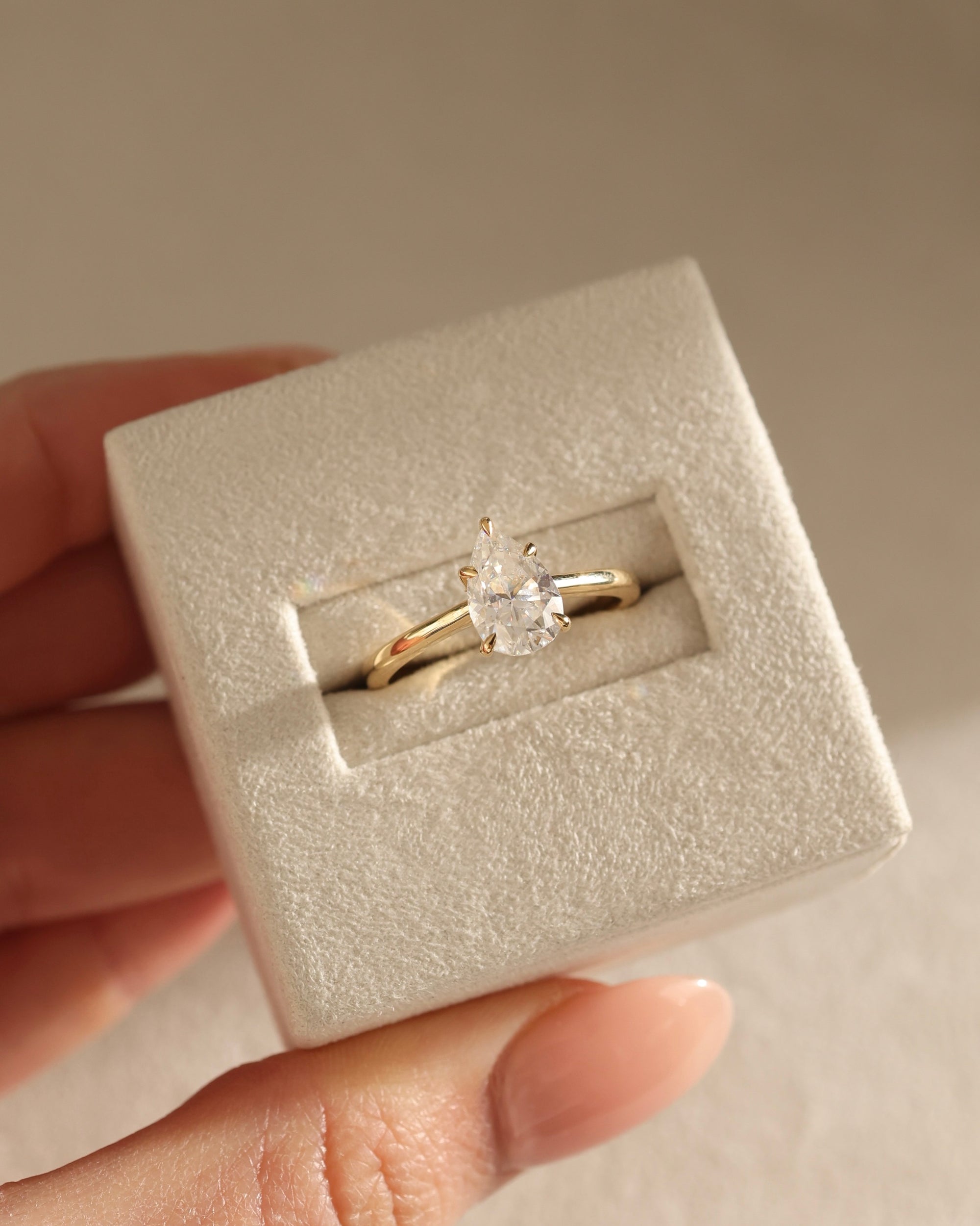 minimalist pear engagement ring, timeless pear cut solitaire, pear solitaire diamond alternative, romantic pear shape ring, pear moissanite solitaire for proposal, modern pear solitaire ring, luxury moissanite engagement ring