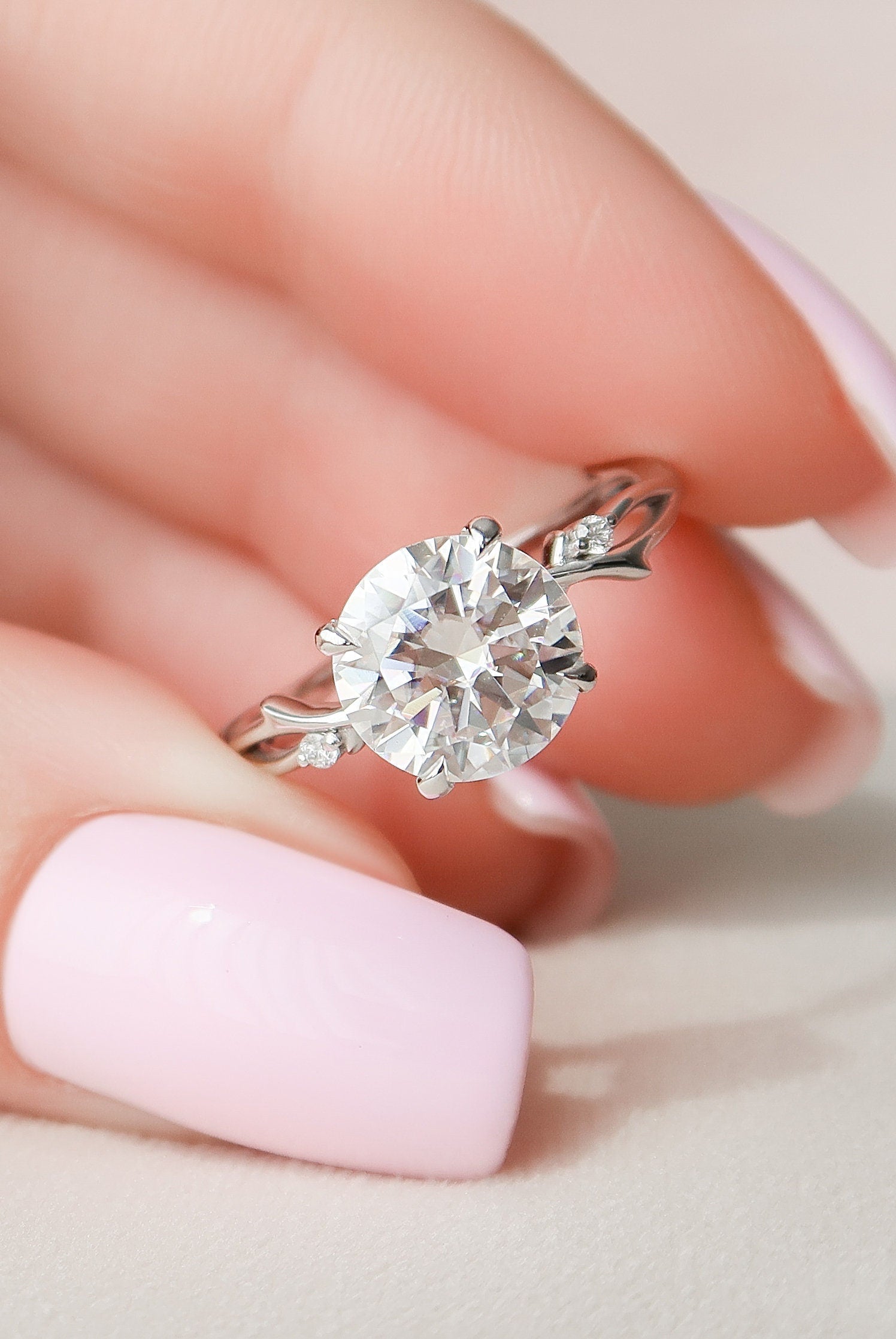 Nature Inspired Moissanite Engagement Ring