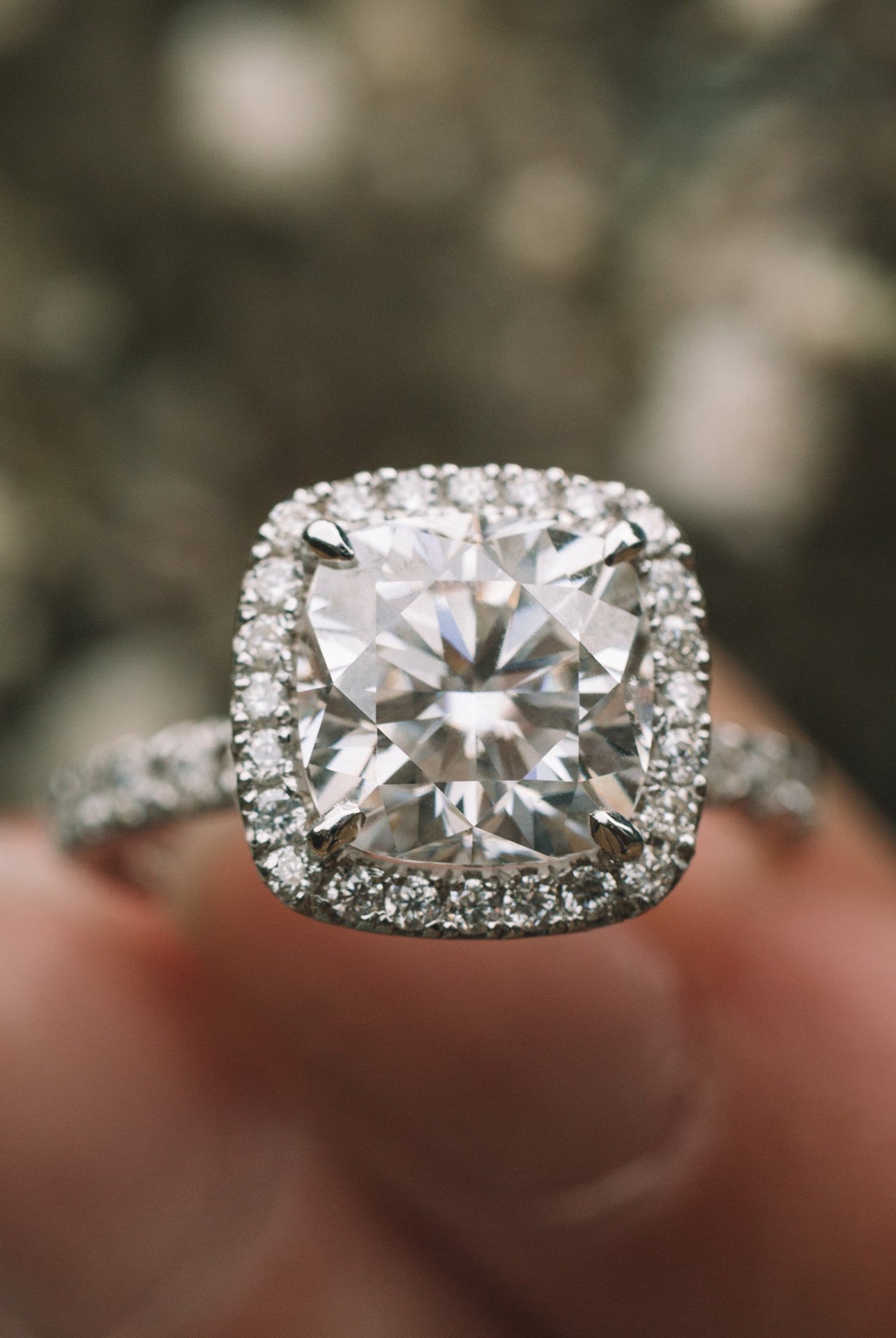 Halo Moissanite Engagement Ring