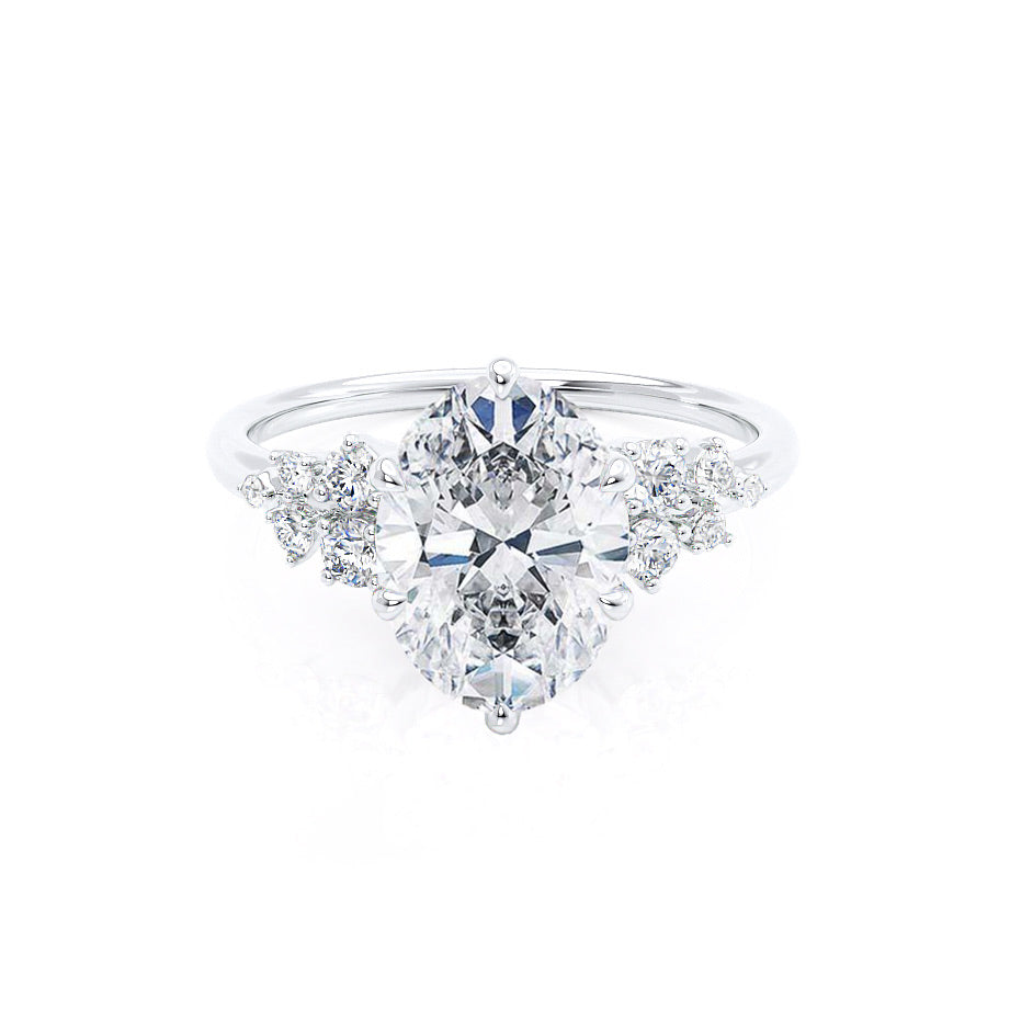 2.52 CT Oval Moissanite Cluster Ring