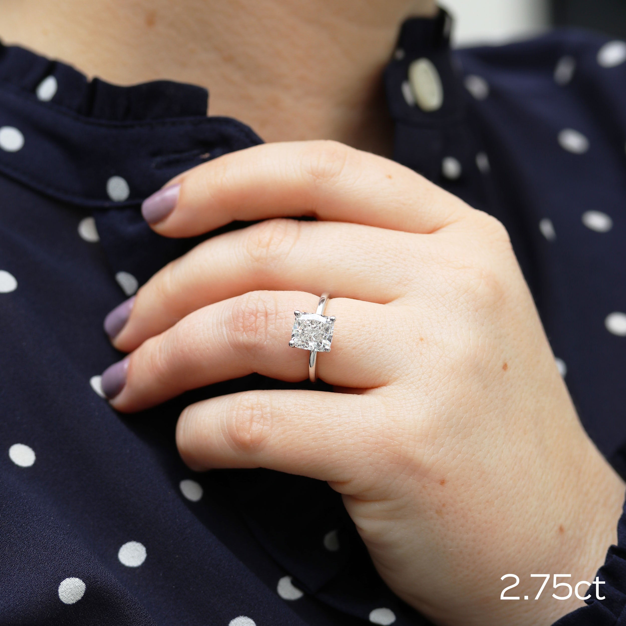Cushion Cut Moissanite Ring