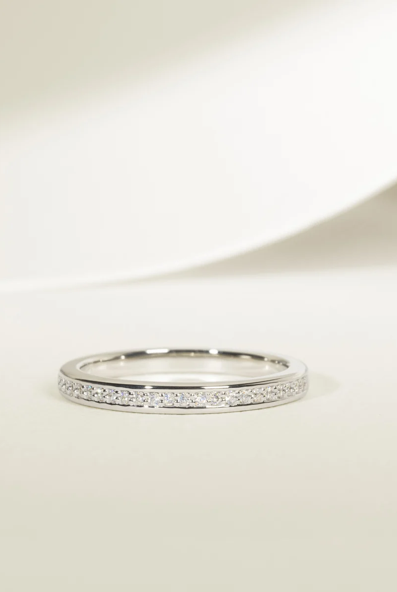 Round Cut Moissanite Channel Set Diamond Wedding Band
