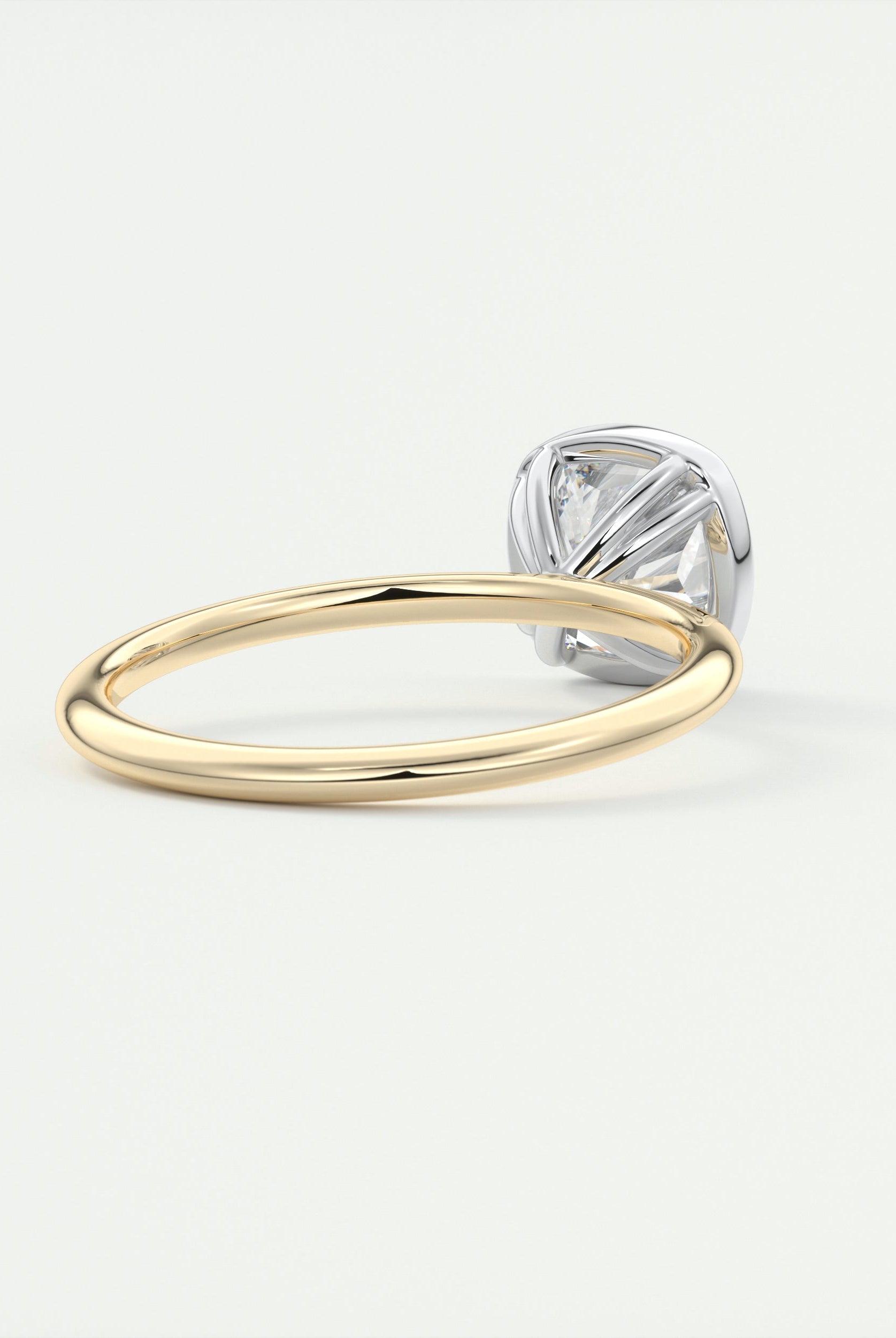 2CT Cushion Two Tone Moissanite Diamond Bezel Set Engagement Ring