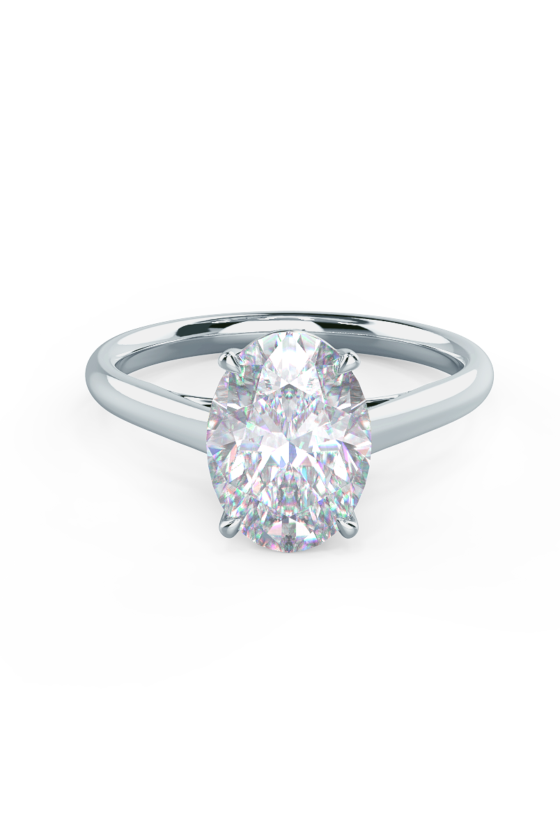 1.75ct Oval Cathedral Set Moissanite Diamond Solitaire Engagement Ring